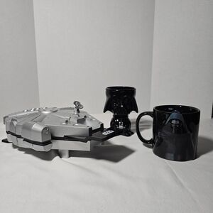 Star Wars Millennium Falcon and Darth Vader Mug Set and Waffle Maker.